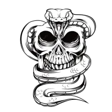Cobra Skull Tattoo Flash Emblem