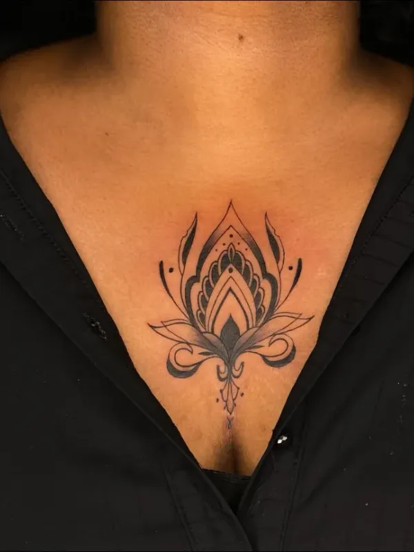 Lotus Mandala Chest Tattoo